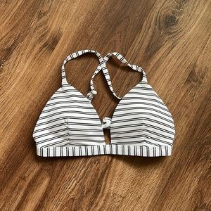black and white stripe bikini top